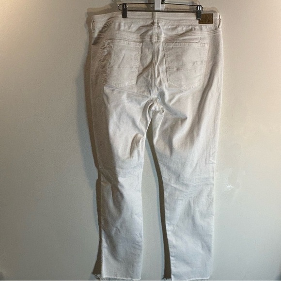 AMERICAN EAGLE Sz 14 Sz 14L Jeans Distressed High Rise Skinny in White - Picture 8 of 12